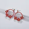 Spring Candy Color Multi-Layer Small Flower Spray Paint Female Gold Earrings Stud