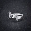 Fashion Jewelry Matte Finish Adjustable Pet Cat Ring Cute Animal Open Ring
