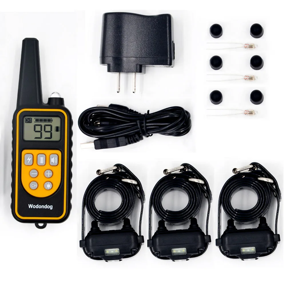 Wodondog L880 Electric Shock Pet Training Collar For 3 Dogs Diving Waterproof 800m Remote Dog