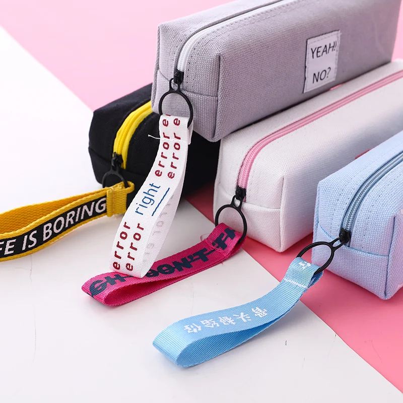 Cute fresh Korean pencil bag multi-function large capacity canvas storage pen case