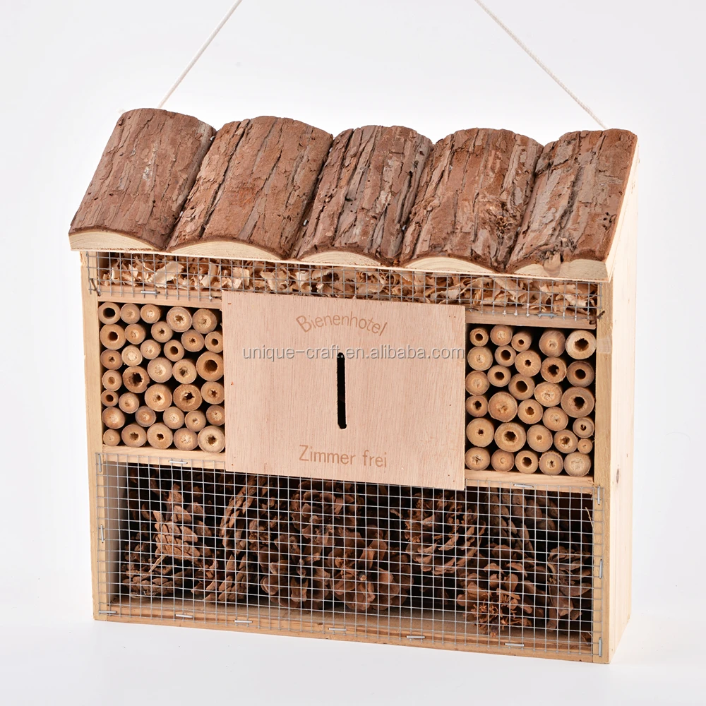 Mason Bee House Wooden Insect Hotel Insect Cage Beehive