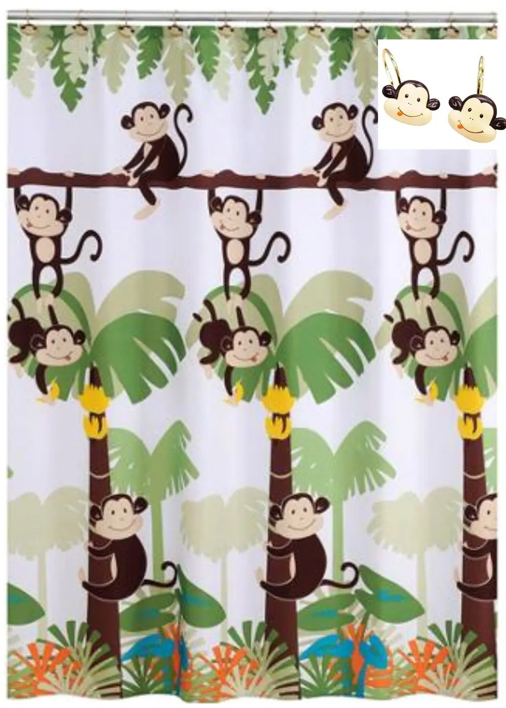 Kids Monkey Bathroom Find Deals On Line Get Quotations Monkey Bathroom Decor Shower Curtain With 12 Hooks