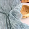 sky blue polyester crushed wide tulle mesh fabric