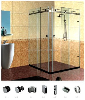 Stainless Steel Frameless Sliding Shower Hardware Enclosure For 90