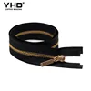 Color optional 4# 5# shiny solid gold long double sided paint metal zipper