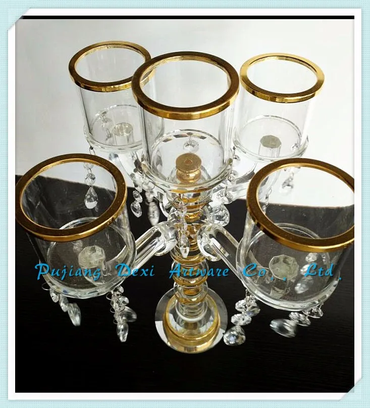 Factory Popular Simple Design Crystal Candle Holder Glass Longstemmed