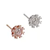 925 Sterling Silver Rose Gold plating flower design Cubic Zirconia Earrings for women