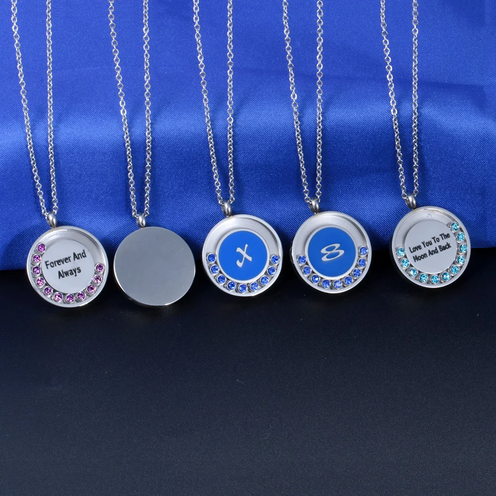 2019 New Arrival Removable Birthstone Stainless Steel Inital Letter Number Design Jewelry Necklace Women