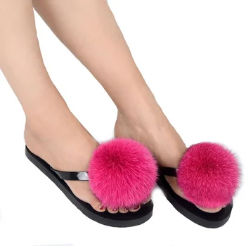 fur flip flop slippers