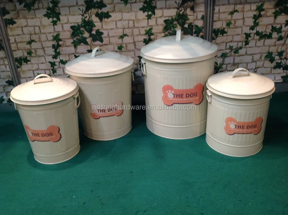 Galvanized Round Metal Pet Food Storage Canister/container/bins With Customized Logo Buy Igh