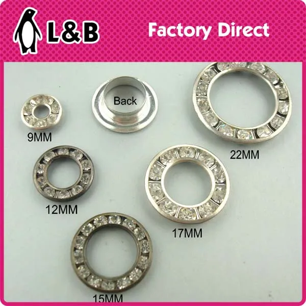 Wholesale 9mm 12mm 15mm 17mm 22mm Decoration Diamond Crystal Grommets