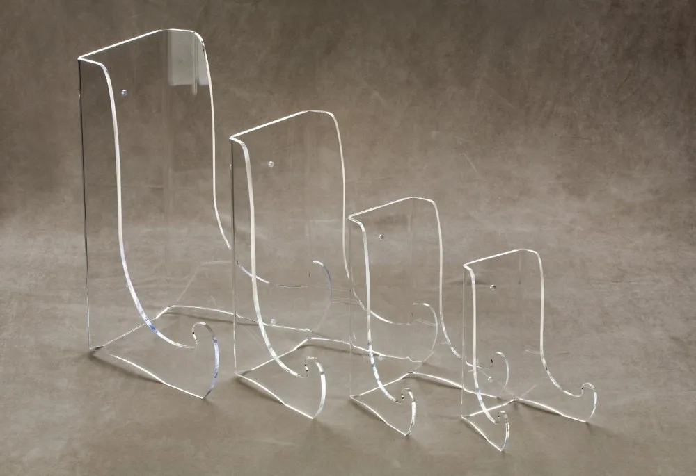New 8" Large Clear Acrylic Bowl Easel Display Stands for 8" to 13" Platters 2 