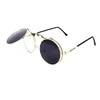 metal frame Unsex Circle Round UV400 vintage steampunk flip up sunglasses