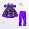 2019 Popular style summer cotton dress & pants boutique outfit wholesale baby girl mardi gras clothes