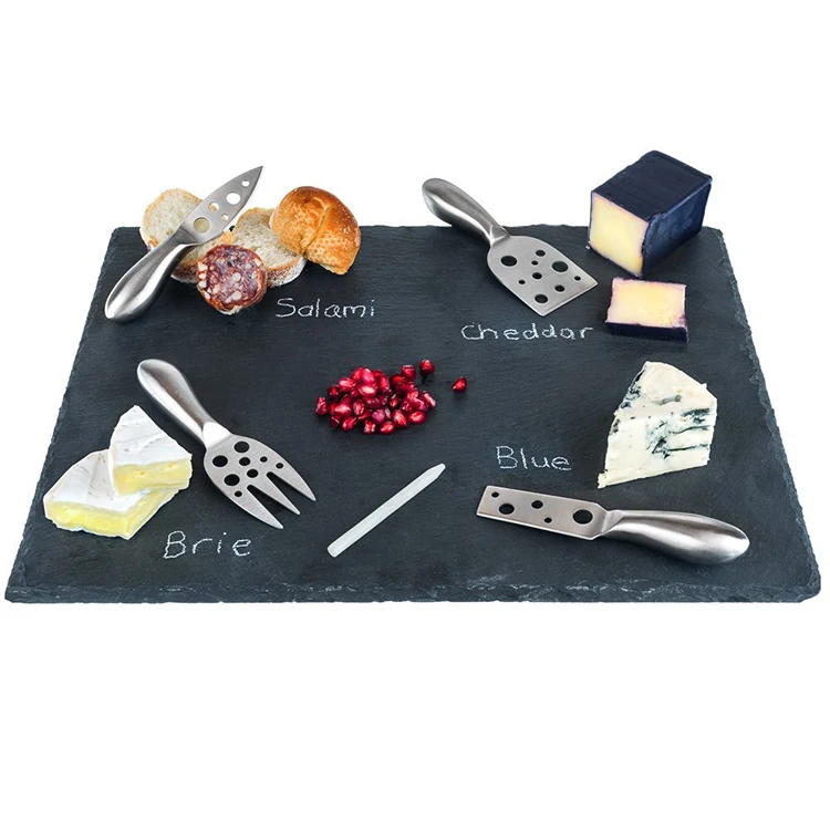 
Provide stainless steel cutlery set and large slate cheese board 
