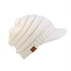 New winter fashion custom wholesale visor plain knitted hats with brim