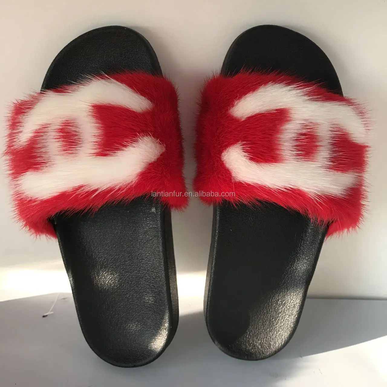 chanel fur slides