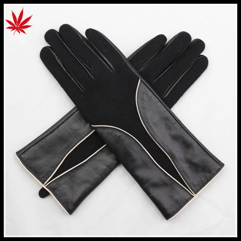 ladies sheepskin cheap and woolen leather hand gloves