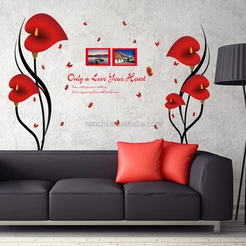 creative diy red removable pvc wall stickers home decoration living