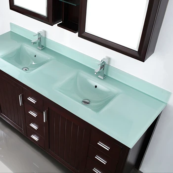 Upc Double Sink White Rectangle Bowl Glass Bathroom Countertop