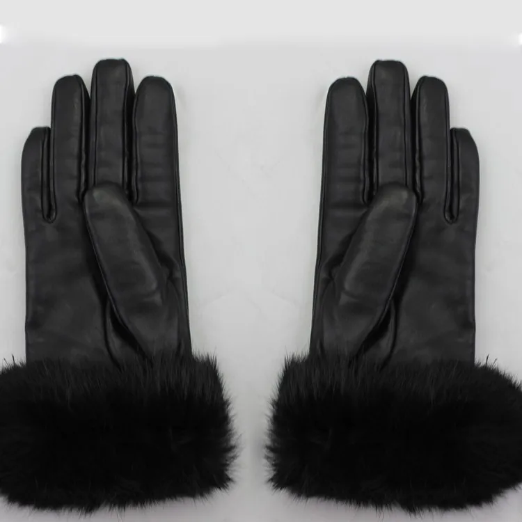 New style high wearing importers real fur fashion women leather gloves