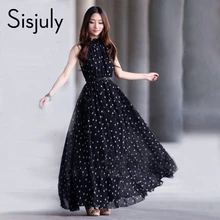 Sisjuly 2016 Mujeres de La Moda de lunares vestido largo Maxi Ocasional de la Playa Del