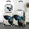 Factory Cheap Price 3pcs set Luggage Set with external Trolley Butterfly Printed Luggage Suitcase