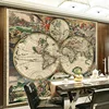 Custom 3d Mural Large Retro World Map Living Room Windows Wallpaper Pulp Wallpaper White Marble Wallpaper