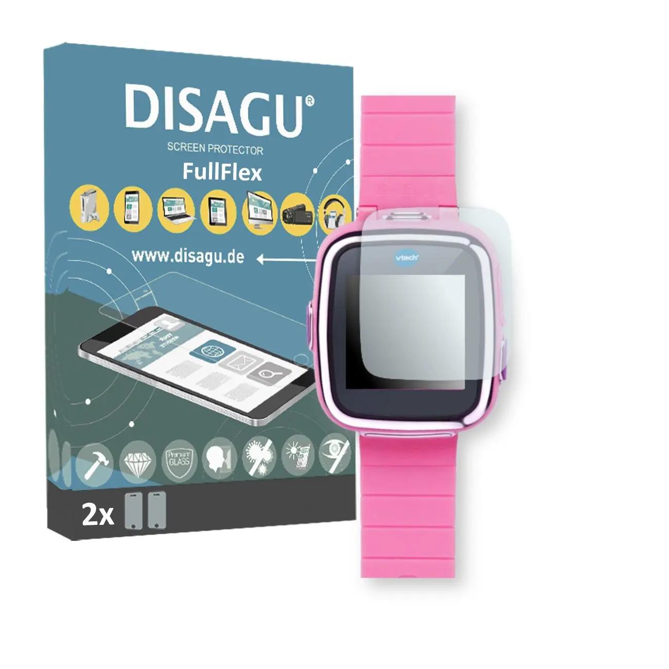 DISAGU 2 x FullFlex screen protector for Vtech Kidizoom Smart Watch 2 foil screen protector