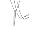 Latest personalized laser engrave content silver/gold/black/roe gold stainless steel custom vertical bar necklaces for men women