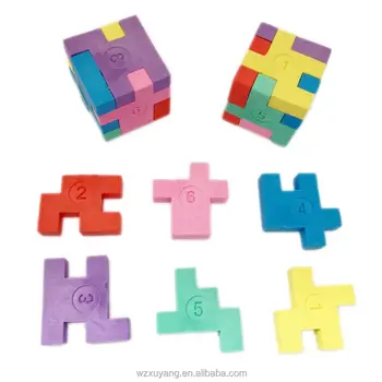 3d Puzzle Cube Magic Rubber Student Pencil Eraser,Schools ...