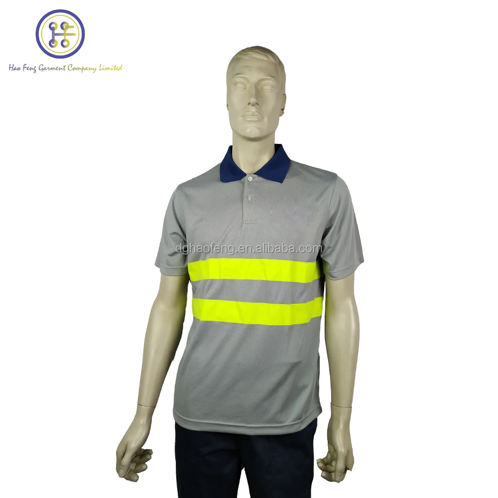 Cheap New Design Summer Breathable Quick Dry Hi Vis Strip Safety Polo