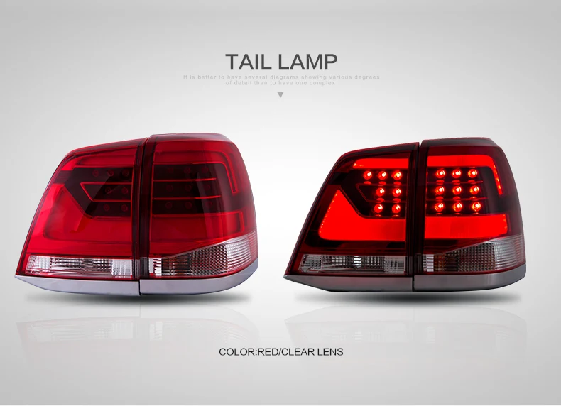 VLAND manufacturer accessories for car taillight for LAND CRUISER tail light 2008 2009 2010 2011 rear lamp with turn signal+DRL