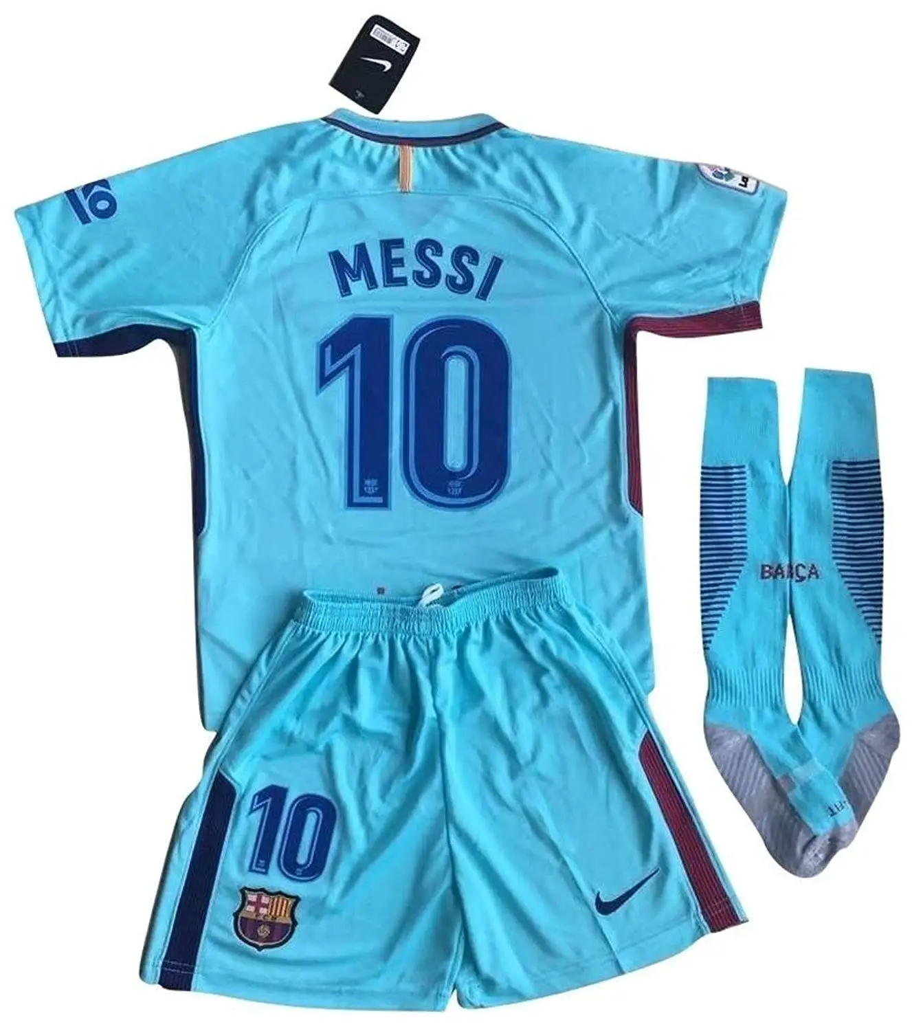Da Games Youth Sportswear Barcelona Messi 10 Kids Home Soccer Jersey/Shorts Football Socks Set 