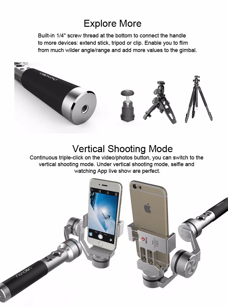 Aibird Uoplay gimbal stabilizer mobile phone stabilizer for smart phone android ios