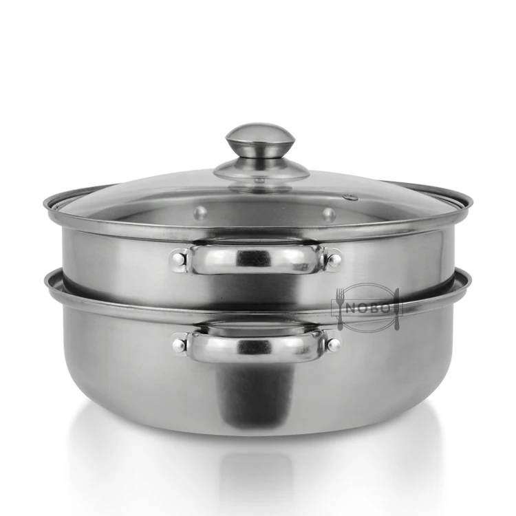 Wholesale Double Boiler Stainless Steel Food Steamer 2 Layer Stack