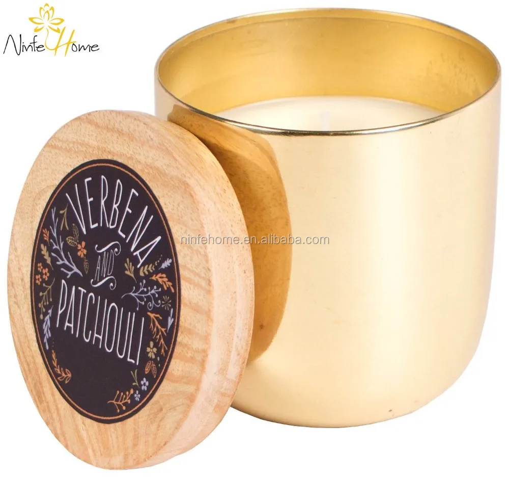 Étiquette Privée Personnalisée Décorative Parfumée Bougie Étain Avec Cuivre Plaqué Pot Bougies 0314