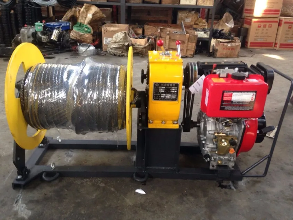 3 Ton Diesel Wire Rope Winch Winding 200300m Rope For Cable Pulling