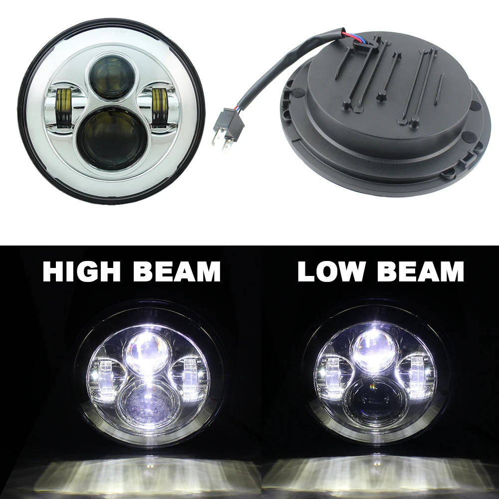 7" INCH LED Headlight Angle Eye Hi-low Beam Projector Fits For Jeep Wrangler JK Motorcycle