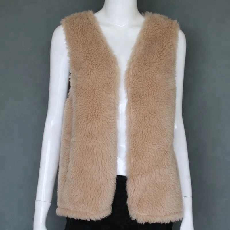 Top Fashion Sheep Wool Vest Lady Winter Wool Hair Gilet Trendy - Buy ...