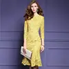 Factory supplier women dresses woman's seven split sleeve lace fishtail evening dress M03