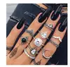 15Pcs/Set Fashion Vintage Ring Set Femme Stone Silver Midi Finger Rings Boho Women Jewelry Knuckle Ring Set