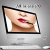 18.5" like a Mac computer with webcam and wireless mouse and keyboard