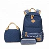 Wholesale customized canvas travel backpack 3 pcs per set women school backpack