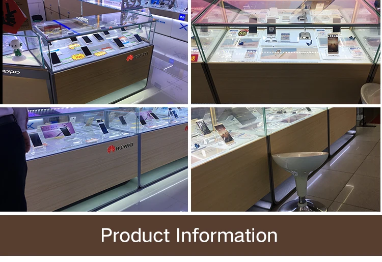 Customized Cell Phone Display Showcase Glass Mobile Phone Shop Counter