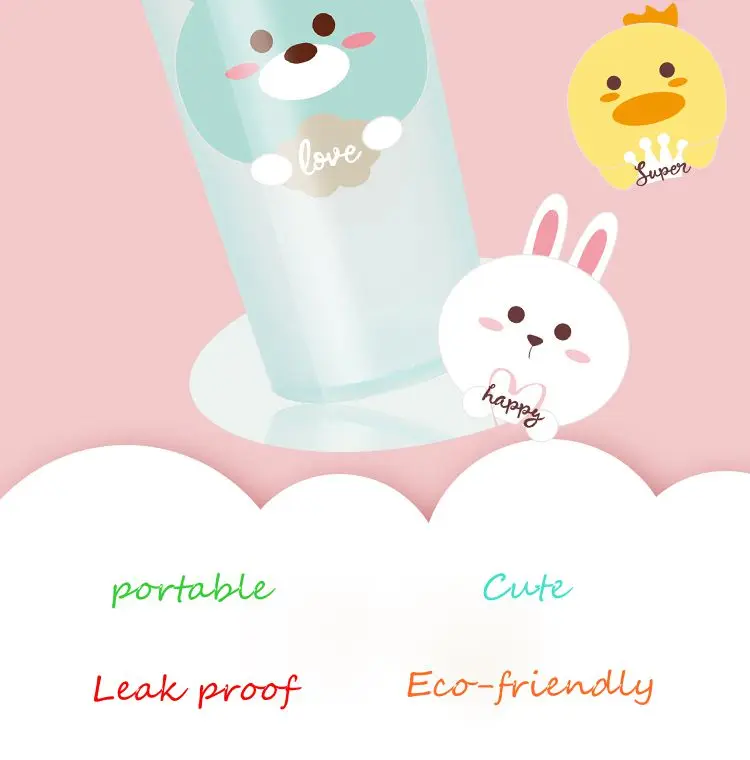 Personalized Biodegradable  Cute School Plastic Children 250ml Water Bottle