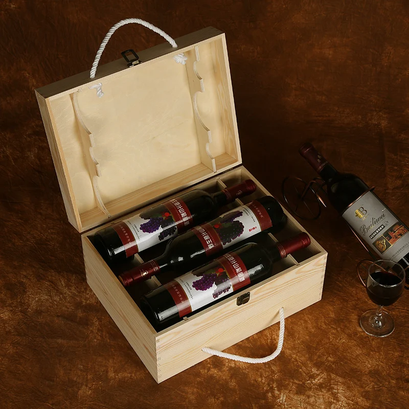 Solid Pine Wood 6 Bottle Wine Packing Wood Box For Christmas Buy 6