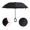 2019 Auto opening New Innovation Sakura Flower Hands Free C shape handle upside down Reverse Umbrella with logo prints