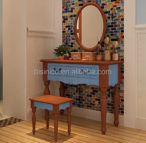Mediterranean Style Furniture Dresser Past Bedroom Dressing Table And Chair Vintage Solid Wood Bf01 X1139
