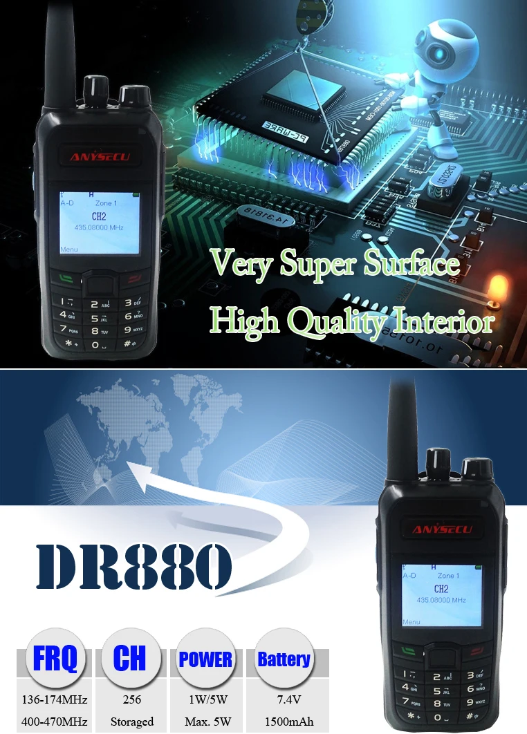 Mini Encrypted Two Way Radios Handheld Anysecu Dr880 Dpmr 2 Way Radio